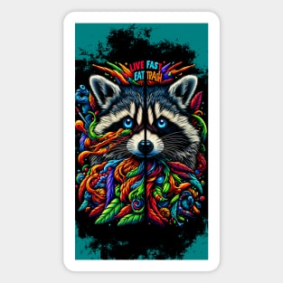 Vivid Vagabond: Raccoon's Colorful Essence Magnet